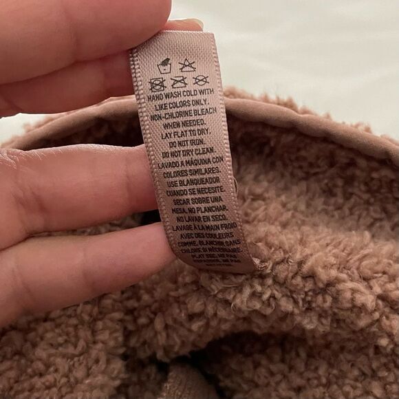 SKIMS Cozy Knit Boucle Cropped Mock Neck Zip Pullover in Rose Clay Small Medium - Picture 9 of 9